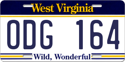 WV license plate ODG164