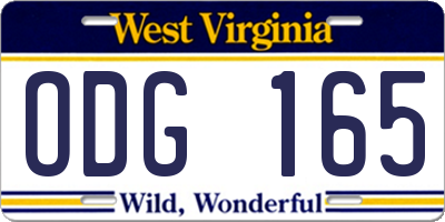 WV license plate ODG165