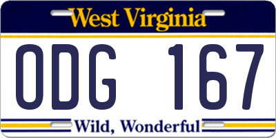 WV license plate ODG167