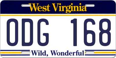 WV license plate ODG168