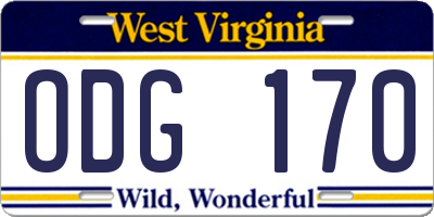 WV license plate ODG170