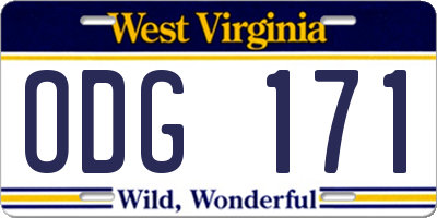 WV license plate ODG171