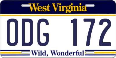 WV license plate ODG172
