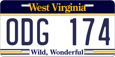 WV license plate ODG174