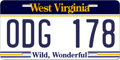 WV license plate ODG178