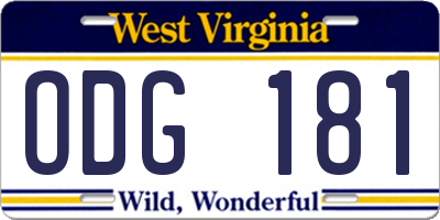 WV license plate ODG181
