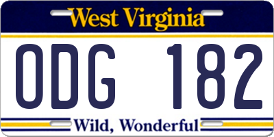 WV license plate ODG182