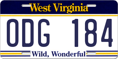 WV license plate ODG184
