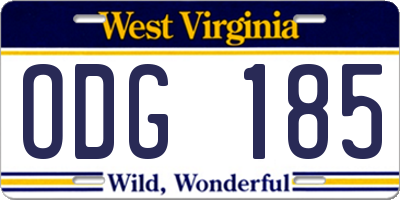 WV license plate ODG185