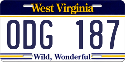 WV license plate ODG187