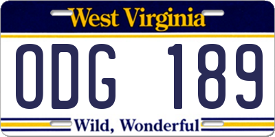 WV license plate ODG189