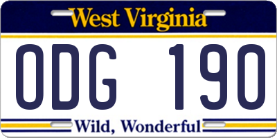 WV license plate ODG190