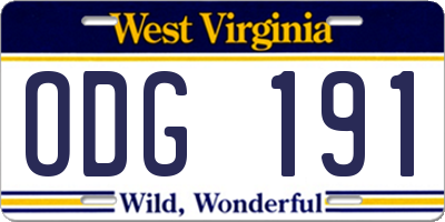 WV license plate ODG191