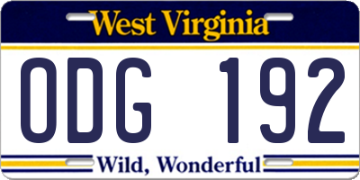 WV license plate ODG192