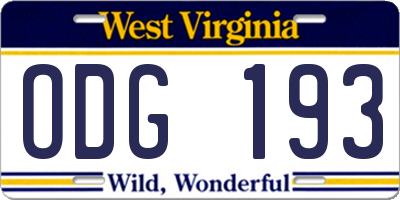 WV license plate ODG193