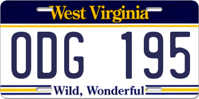 WV license plate ODG195