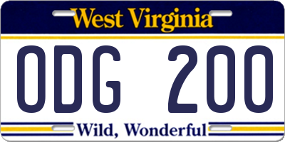 WV license plate ODG200
