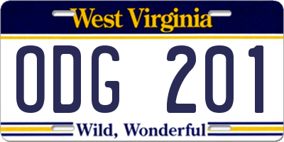 WV license plate ODG201