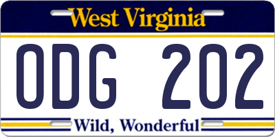 WV license plate ODG202