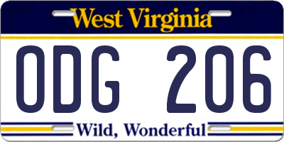 WV license plate ODG206