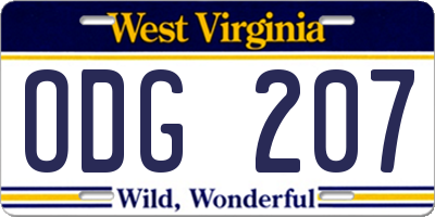 WV license plate ODG207