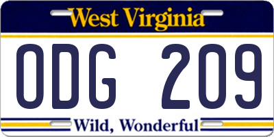 WV license plate ODG209