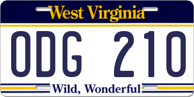 WV license plate ODG210