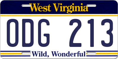 WV license plate ODG213