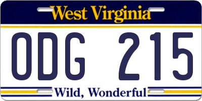 WV license plate ODG215