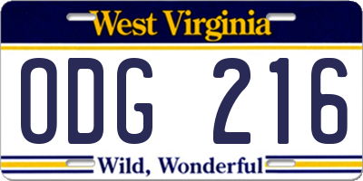 WV license plate ODG216