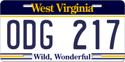 WV license plate ODG217