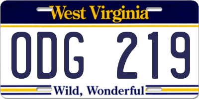 WV license plate ODG219