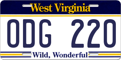 WV license plate ODG220