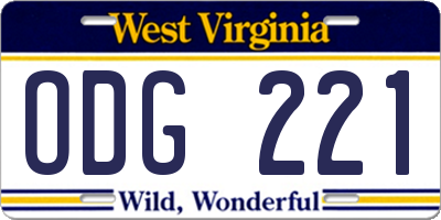WV license plate ODG221
