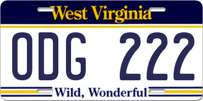 WV license plate ODG222