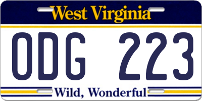 WV license plate ODG223