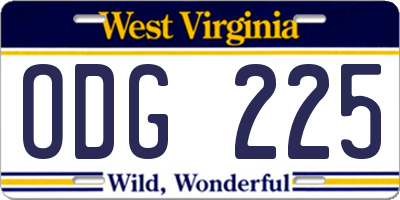 WV license plate ODG225