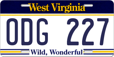 WV license plate ODG227