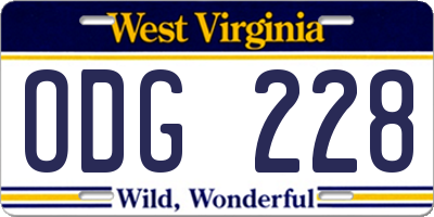 WV license plate ODG228