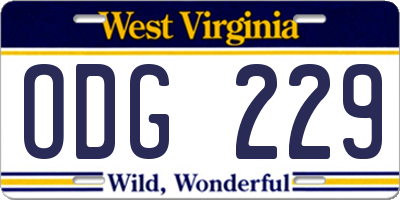 WV license plate ODG229
