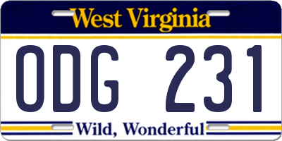 WV license plate ODG231