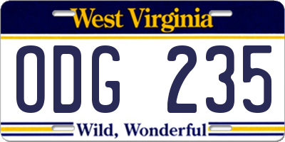 WV license plate ODG235