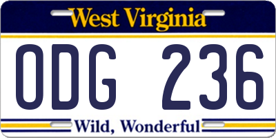 WV license plate ODG236