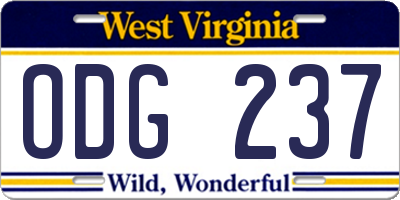 WV license plate ODG237