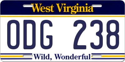 WV license plate ODG238