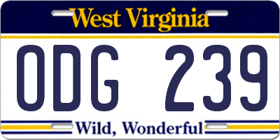 WV license plate ODG239