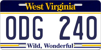 WV license plate ODG240