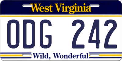 WV license plate ODG242