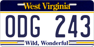 WV license plate ODG243