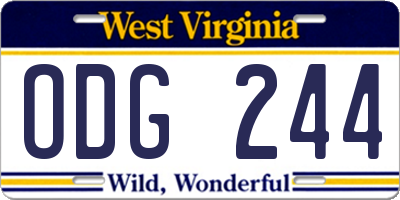 WV license plate ODG244
